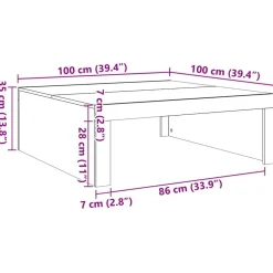 vidaXL Mesa de centro madera contrachapada 100x100x35 cm Negro New