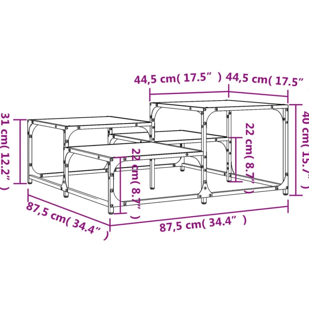 vidaXL Mesas-Mesa de centro madera ingeniería 87,5x87,5x40 cm