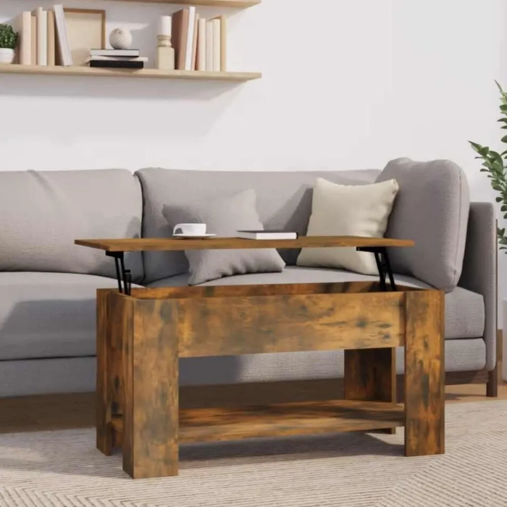 vidaXL Mesa de centro madera de ingeniería 101x49x52 cm Roble ahumado Clearance