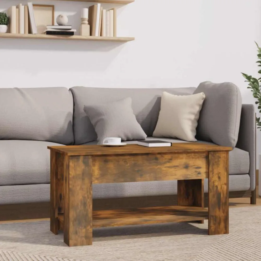 vidaXL Mesa de centro madera de ingeniería 101x49x52 cm Roble ahumado Clearance