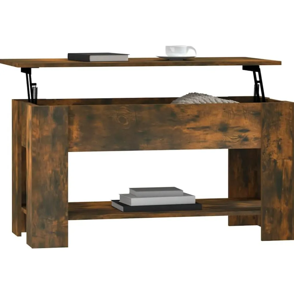 vidaXL Mesa de centro madera de ingeniería 101x49x52 cm Roble ahumado Clearance