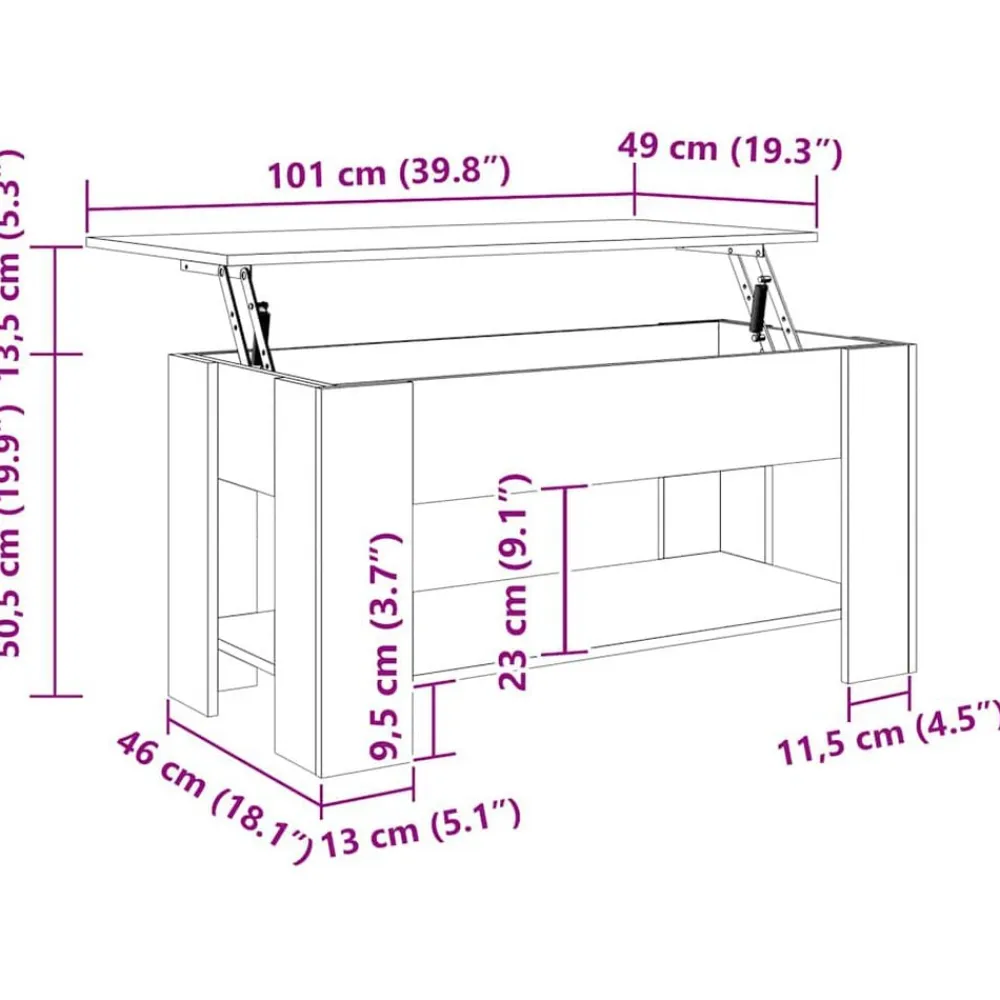 vidaXL Mesa de centro madera de ingeniería 101x49x52 cm Roble ahumado Clearance