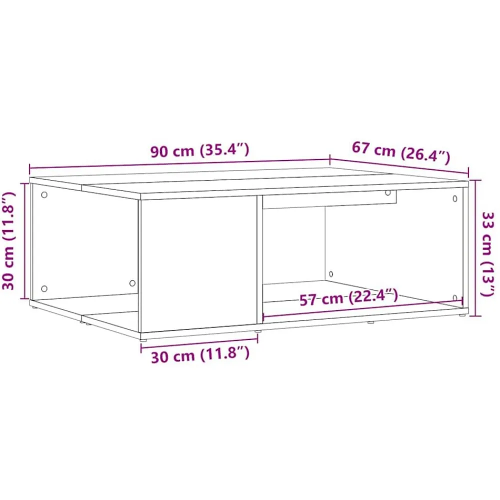 vidaXL Mesa de centro madera de ingeniería envejecida 90x67x33 cm Madera antigua Online
