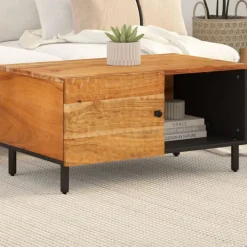 vidaXL Mesa de centro madera maciza de acacia 80x50x40 cm Natural Best