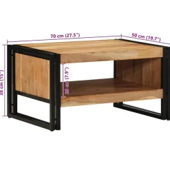 vidaXL Mesa de centro madera maciza de acacia 70x50x38 cm Marrón Clearance