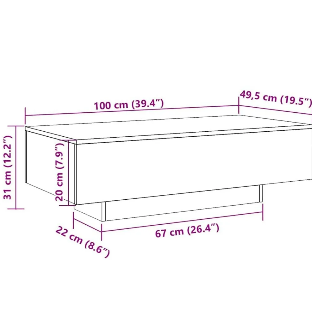 vidaXL Mesas-Mesa de centro madera de ingeniería 100x49,5x31 cm