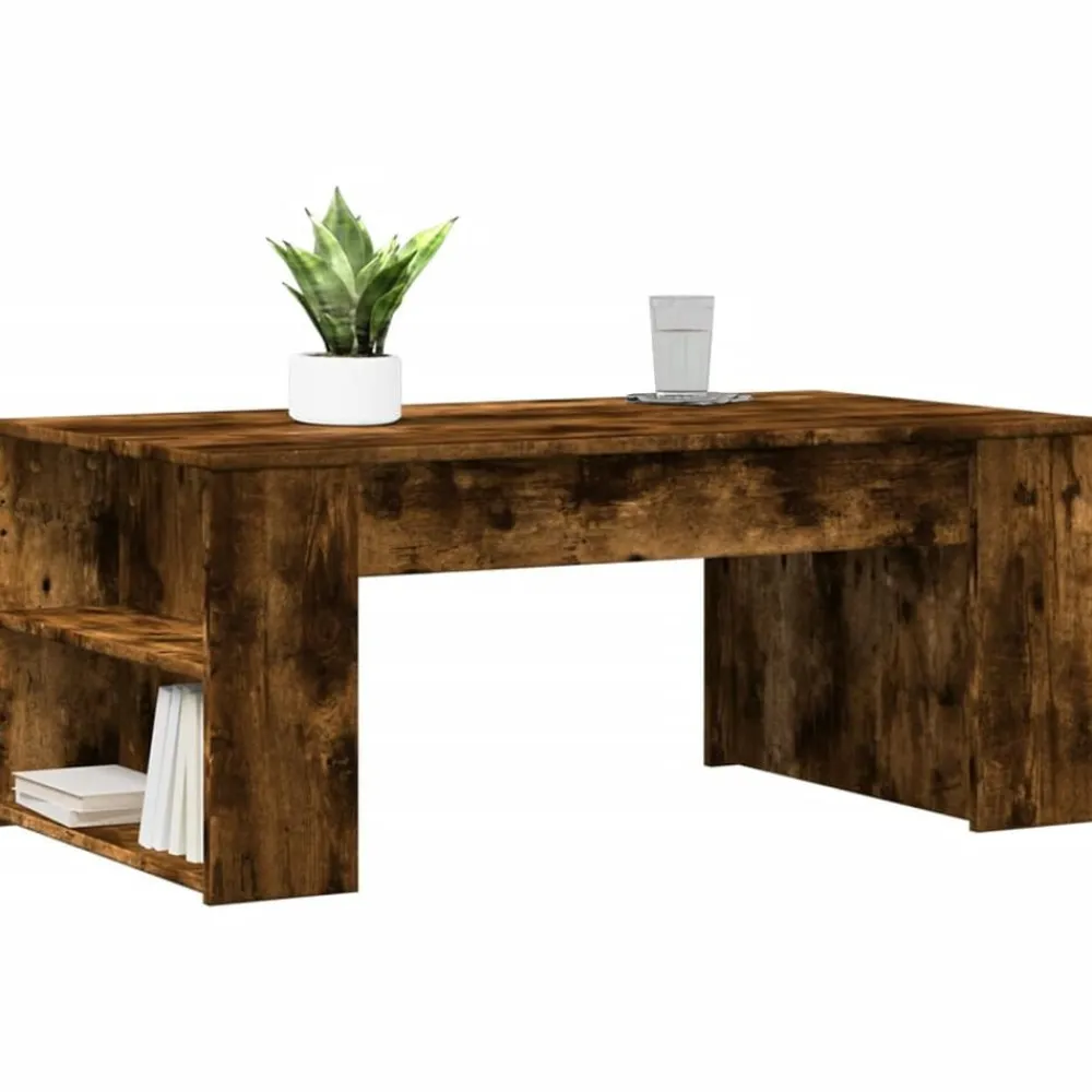vidaXL Mesa de centro madera de ingeniería 102x55x42 cm Roble ahumado Online