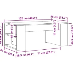 vidaXL Mesa de centro madera de ingeniería 102x55x42 cm Roble ahumado Online
