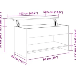 vidaXL Mesas-Mesa de centro madera de ingeniería 102x50x52,5 cm
