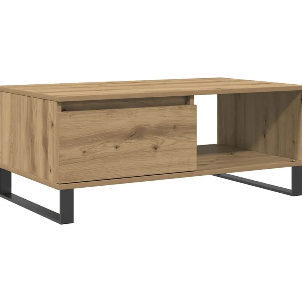 vidaXL Mesa de centro madera de ingeniería 90x50x36,5 cm Roble artisan Clearance