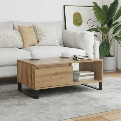 vidaXL Mesa de centro madera de ingeniería 90x50x36,5 cm Roble artisan Clearance