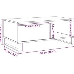 vidaXL Mesa de centro madera de ingeniería 90x50x36,5 cm Roble artisan Clearance