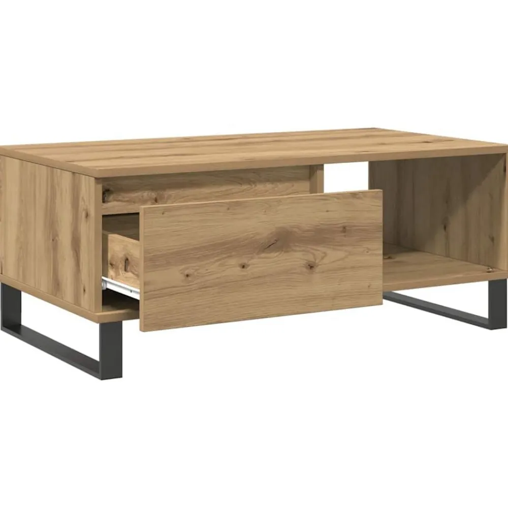 vidaXL Mesa de centro madera de ingeniería 90x50x36,5 cm Roble artisan Clearance