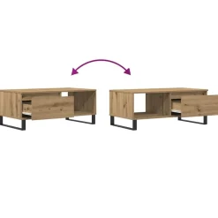vidaXL Mesa de centro madera de ingeniería 90x50x36,5 cm Roble artisan Clearance