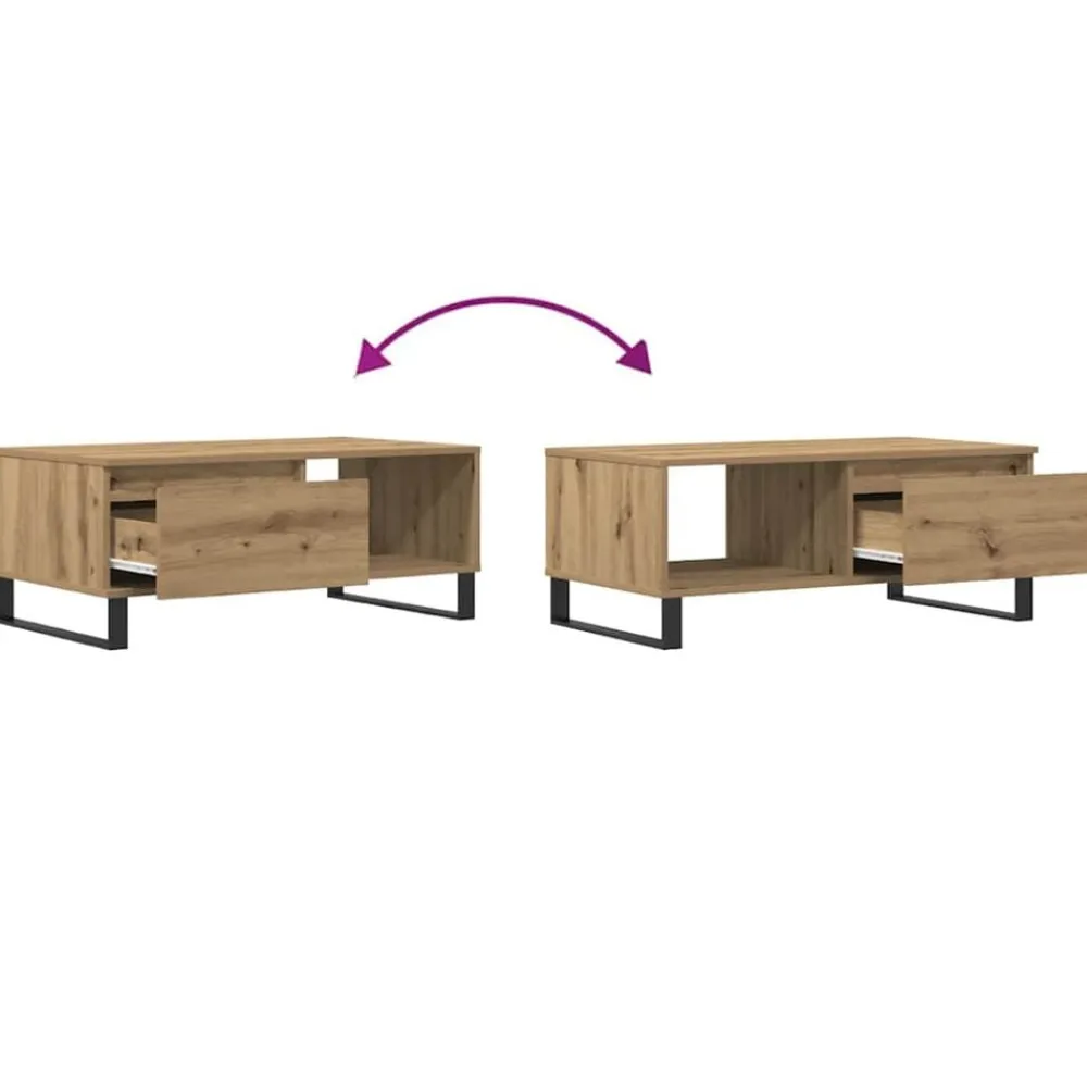 vidaXL Mesa de centro madera de ingeniería 90x50x36,5 cm Roble artisan Clearance