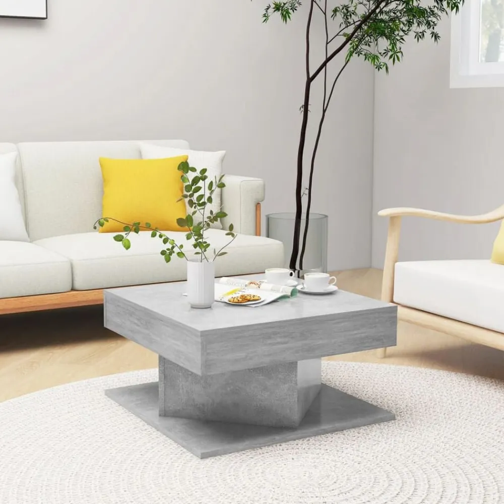 vidaXL Mesa de centro madera contrachapada gris hormigón 57x57x30 cm Gris hormigón Best