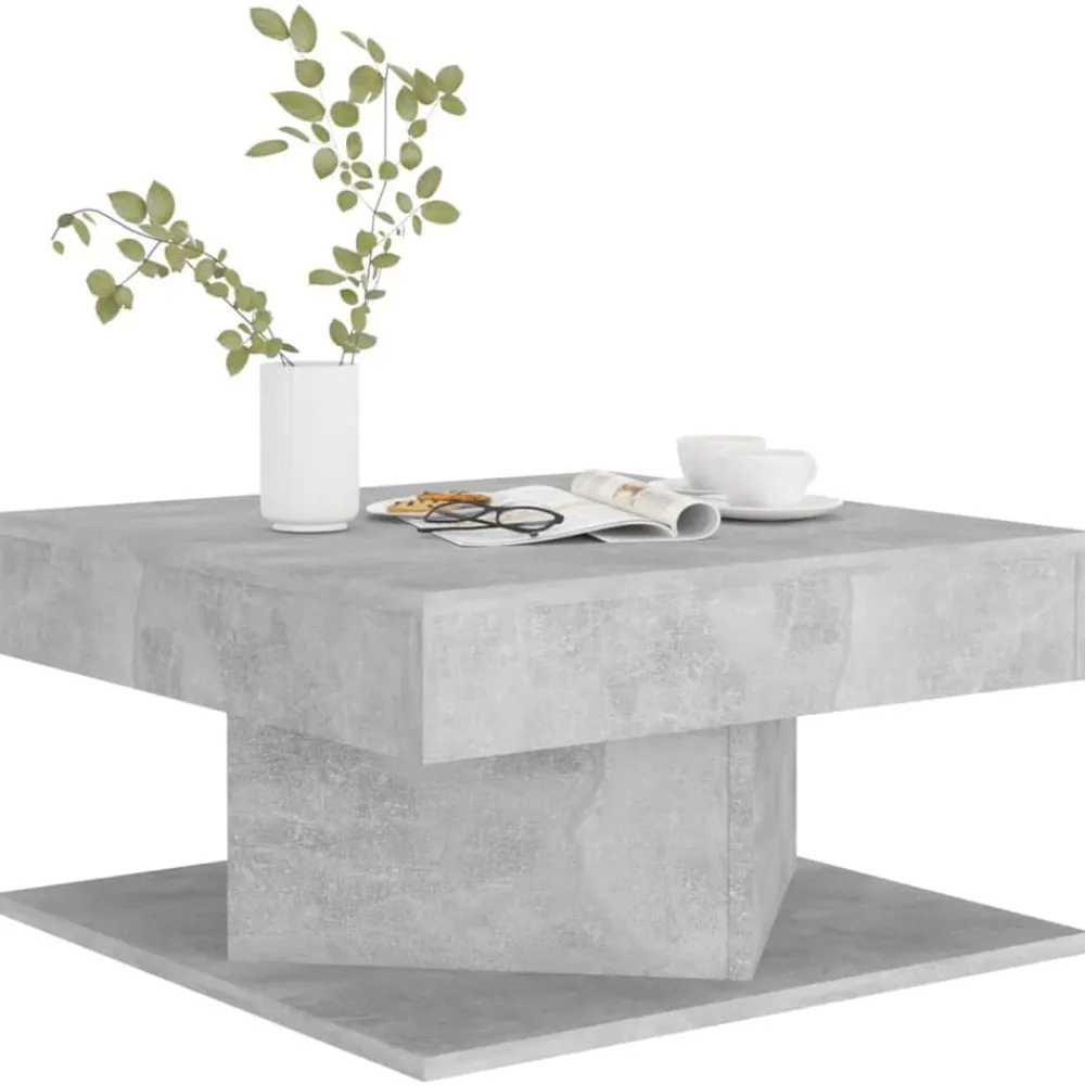vidaXL Mesa de centro madera contrachapada gris hormigón 57x57x30 cm Gris hormigón Best