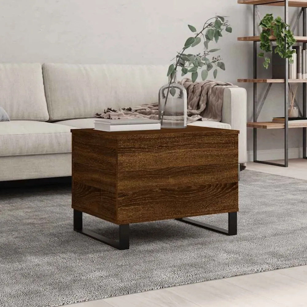 vidaXL Mesa de centro madera contrachapada roble marrón 60x44,5x45 cm Marrón roble Best