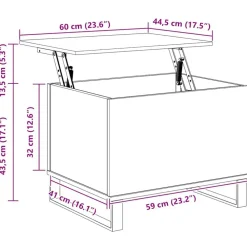 vidaXL Mesa de centro madera contrachapada roble marrón 60x44,5x45 cm Marrón roble Best