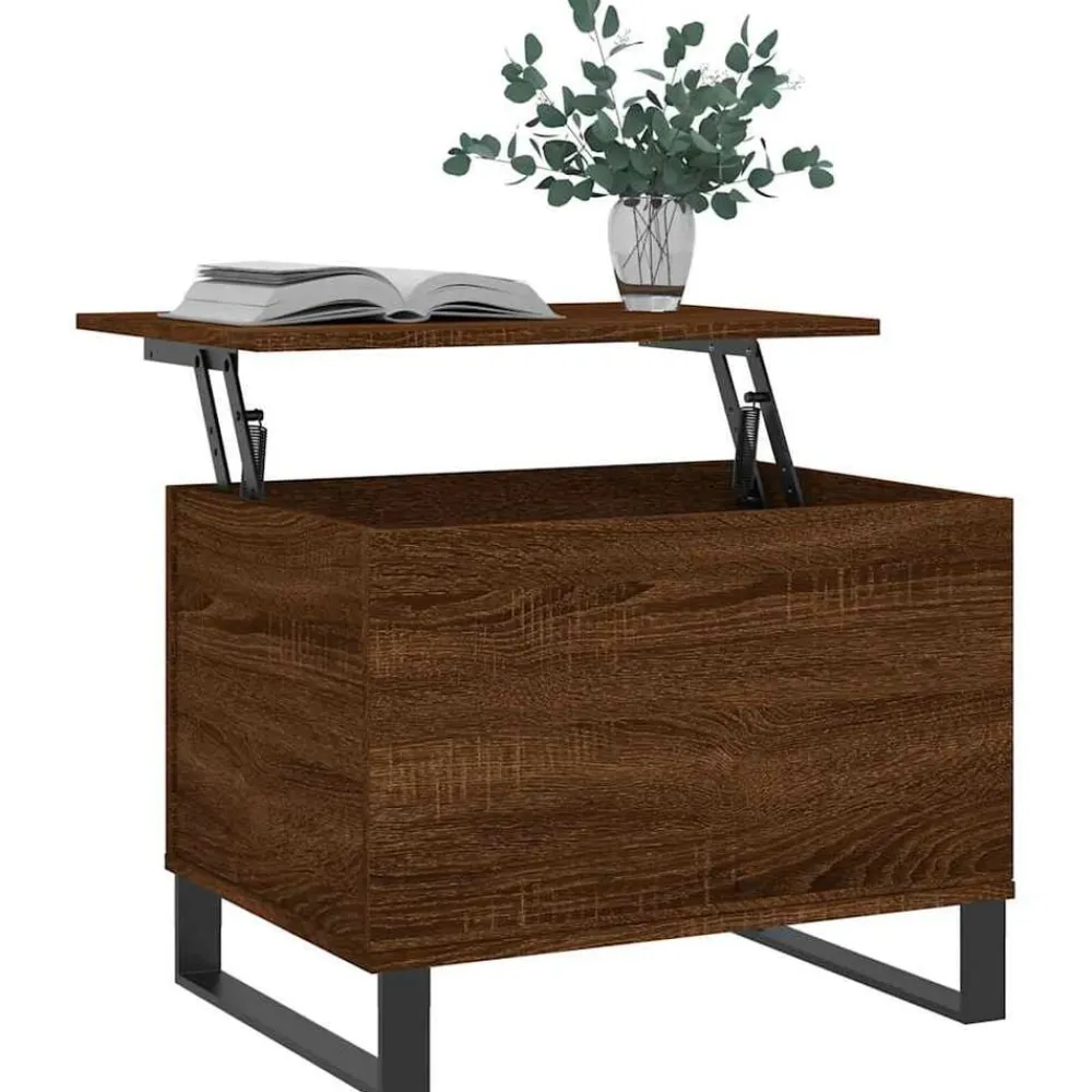 vidaXL Mesa de centro madera contrachapada roble marrón 60x44,5x45 cm Marrón roble Best