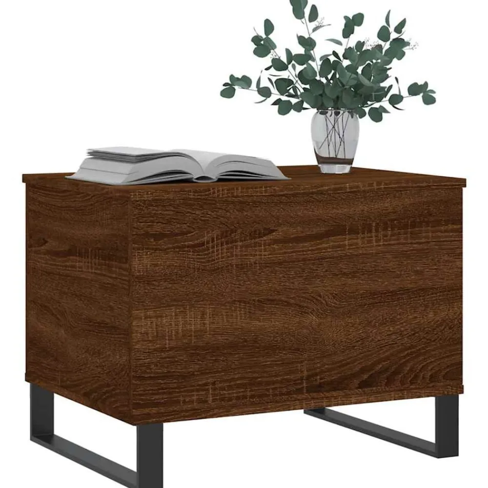 vidaXL Mesa de centro madera contrachapada roble marrón 60x44,5x45 cm Marrón roble Best