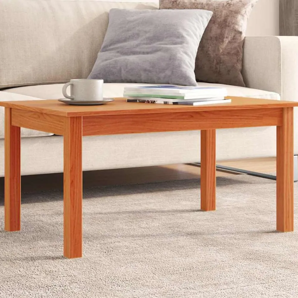 vidaXL Mesas-Mesa de centro madera maciza de pino marrón cera 80x50x40 cm