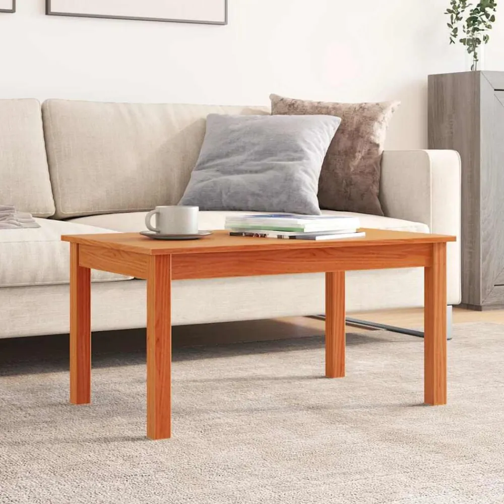 vidaXL Mesas-Mesa de centro madera maciza de pino marrón cera 80x50x40 cm