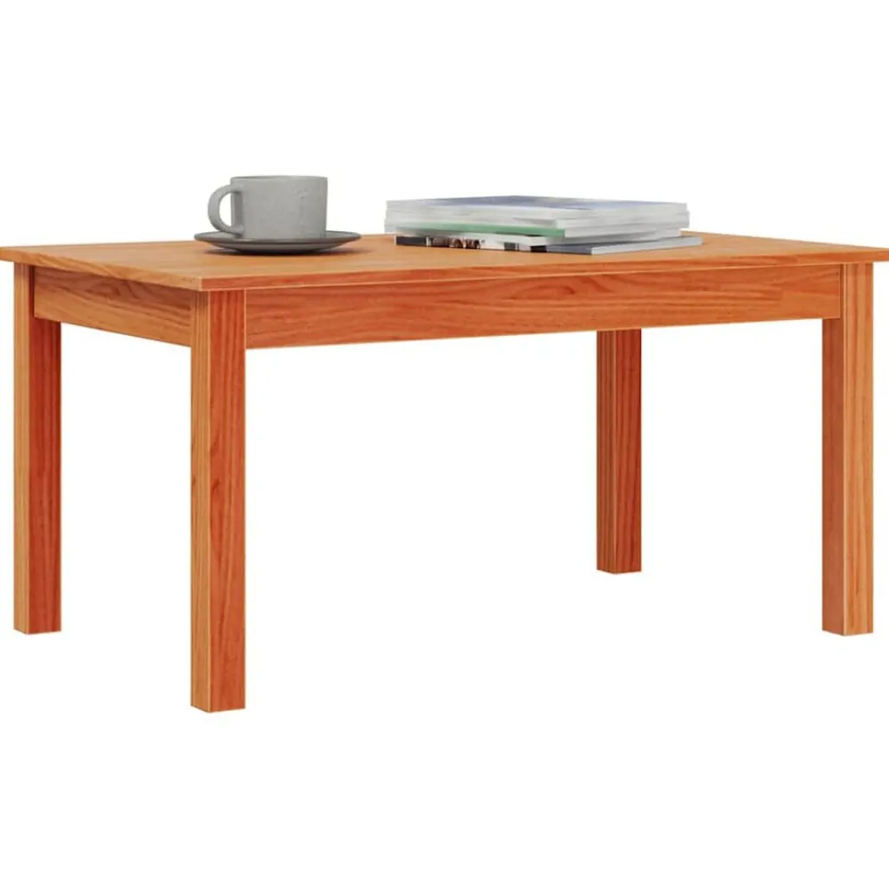 vidaXL Mesas-Mesa de centro madera maciza de pino marrón cera 80x50x40 cm