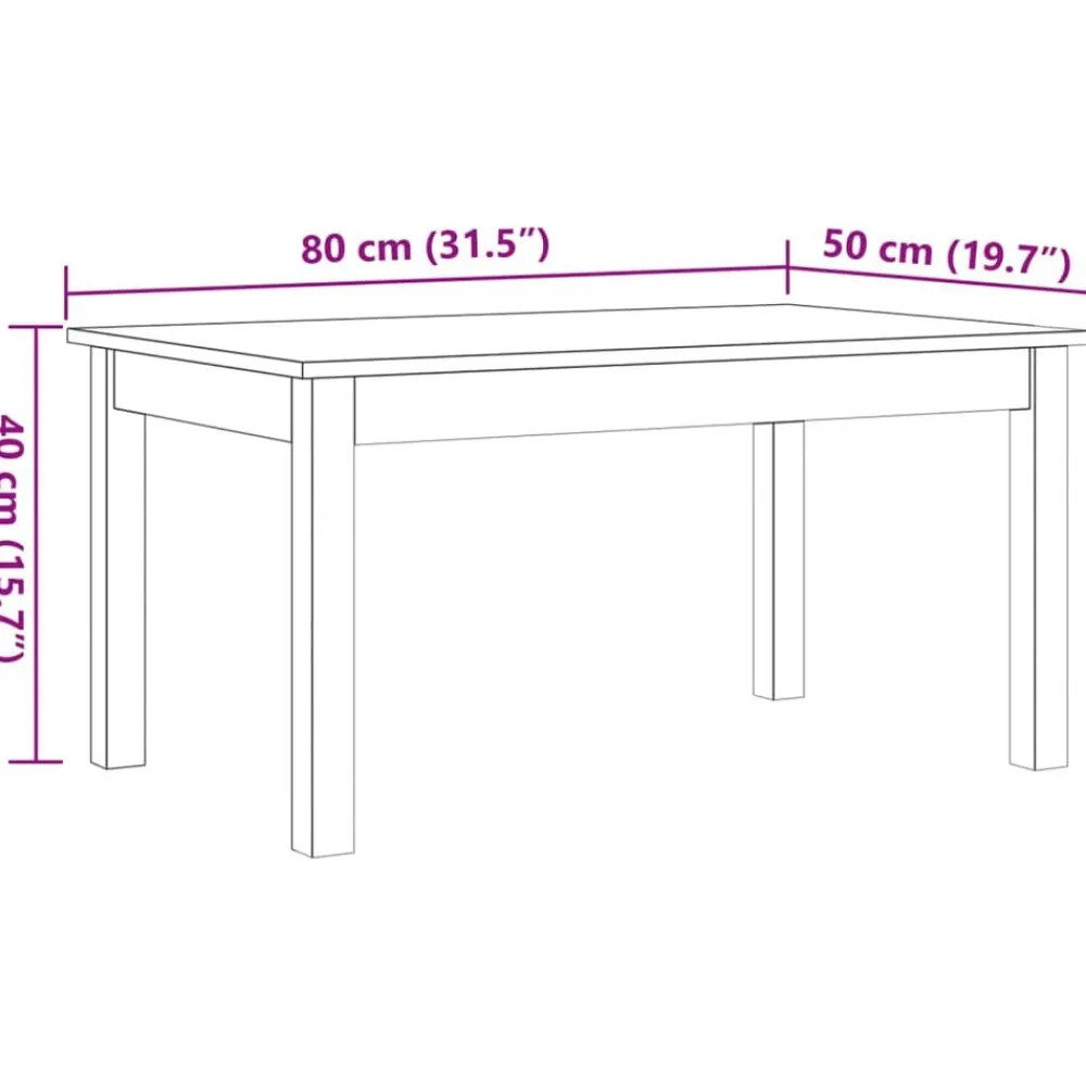vidaXL Mesas-Mesa de centro madera maciza de pino marrón cera 80x50x40 cm