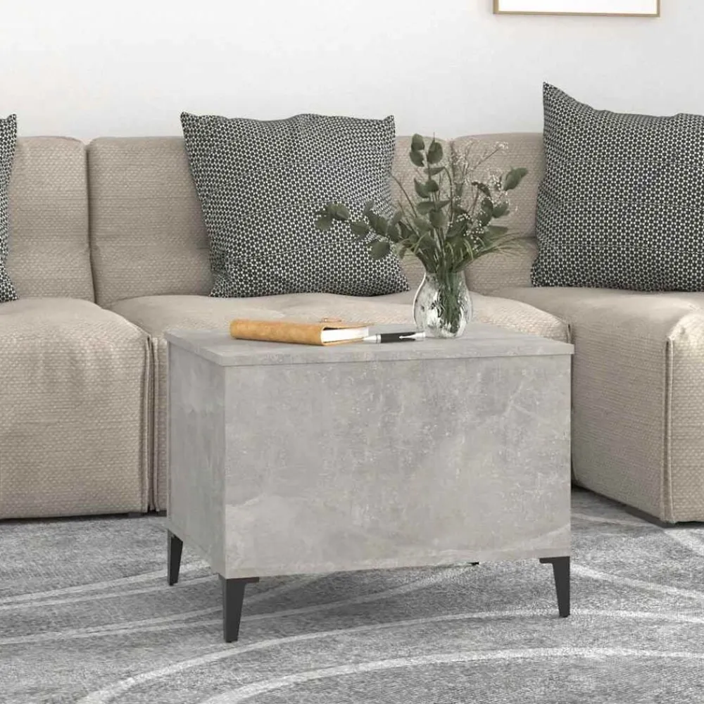 vidaXL Mesa de centro madera contrachapada gris hormigón 60x44,5x45 cm Gris hormigón Hot
