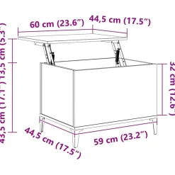 vidaXL Mesa de centro madera contrachapada gris hormigón 60x44,5x45 cm Gris hormigón Hot