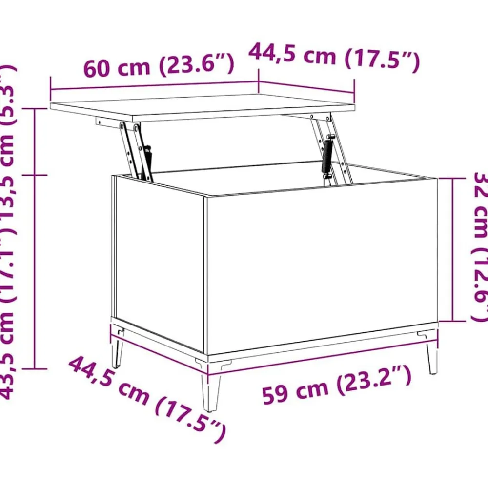 vidaXL Mesa de centro madera contrachapada gris hormigón 60x44,5x45 cm Gris hormigón Hot