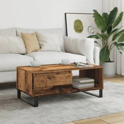 vidaXL Mesa de centro madera de ingeniería envejecida 90x50x36,5 cm Madera antigua Best