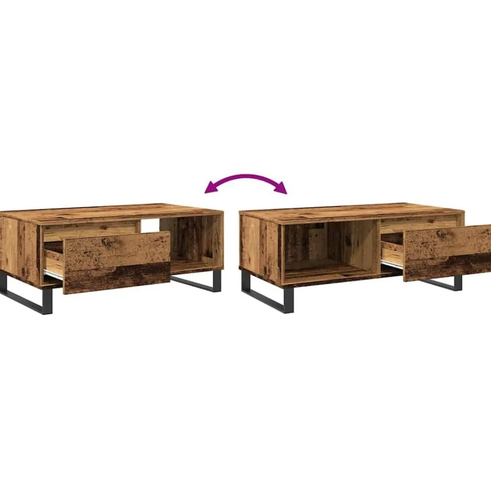 vidaXL Mesa de centro madera de ingeniería envejecida 90x50x36,5 cm Madera antigua Best