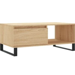 vidaXL Mesa de centro madera contrachapada 90x50x36,5 cm Roble Sonoma Online