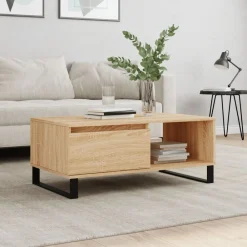 vidaXL Mesa de centro madera contrachapada 90x50x36,5 cm Roble Sonoma Online