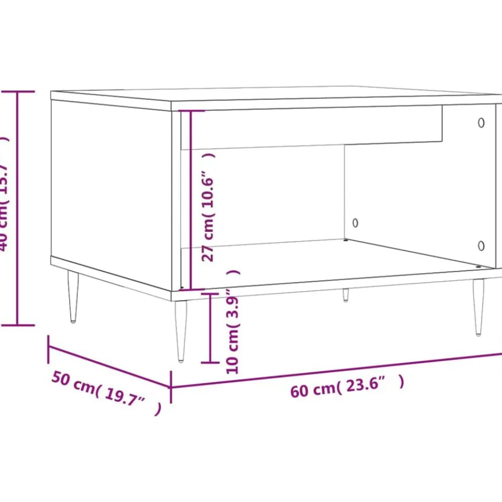vidaXL Mesa de centro madera de ingeniería gris hormigón 60x50x40 cm Gris hormigón Outlet