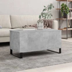 vidaXL Mesas-Mesa de centro madera contrachapada gris hormigón 90x44,5x45 cm
