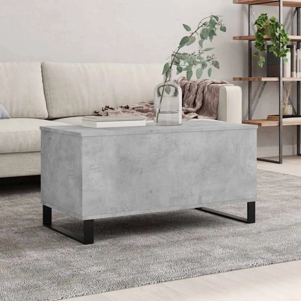vidaXL Mesas-Mesa de centro madera contrachapada gris hormigón 90x44,5x45 cm