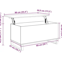 vidaXL Mesas-Mesa de centro madera contrachapada gris hormigón 90x44,5x45 cm