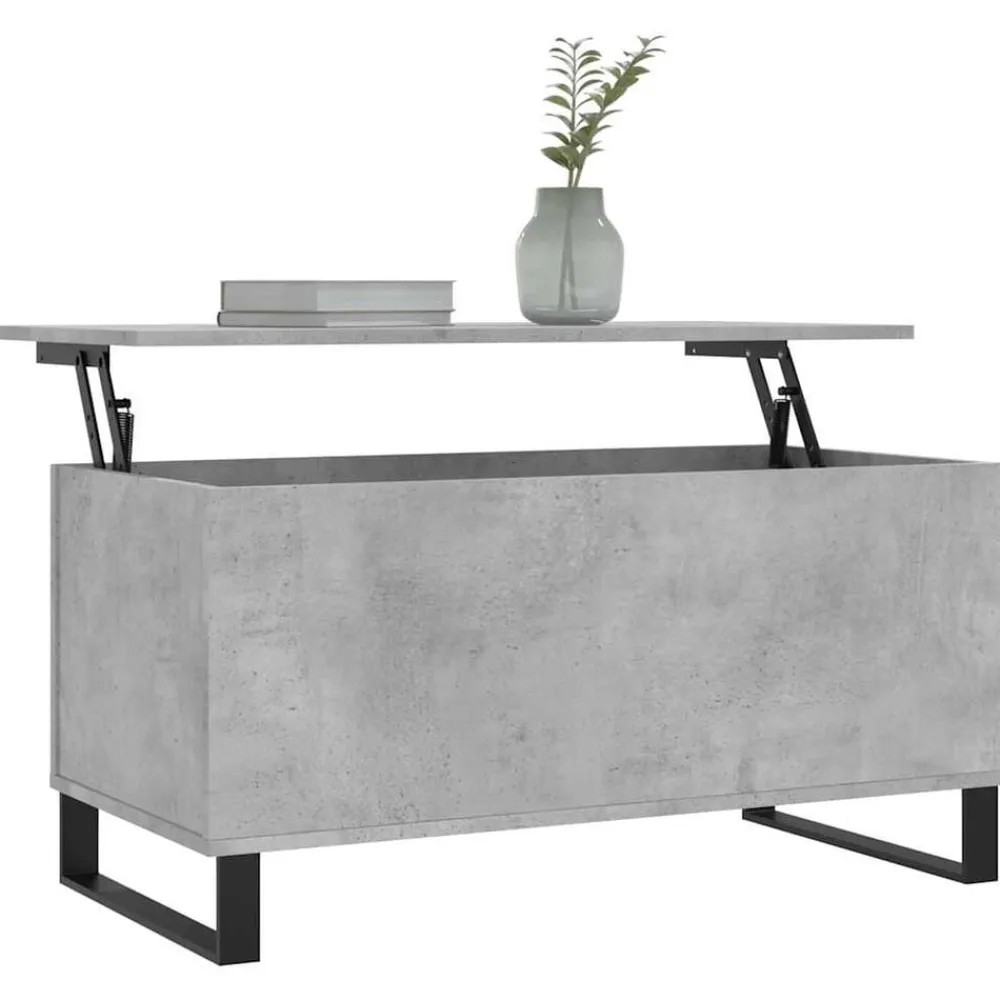 vidaXL Mesas-Mesa de centro madera contrachapada gris hormigón 90x44,5x45 cm