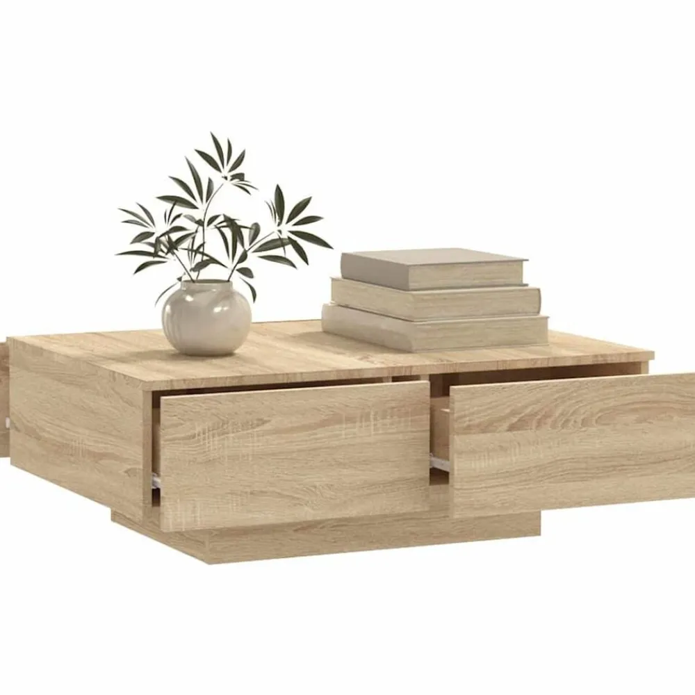 vidaXL Mesas-Mesa de centro madera contrachapada color roble 90x60x31 cm