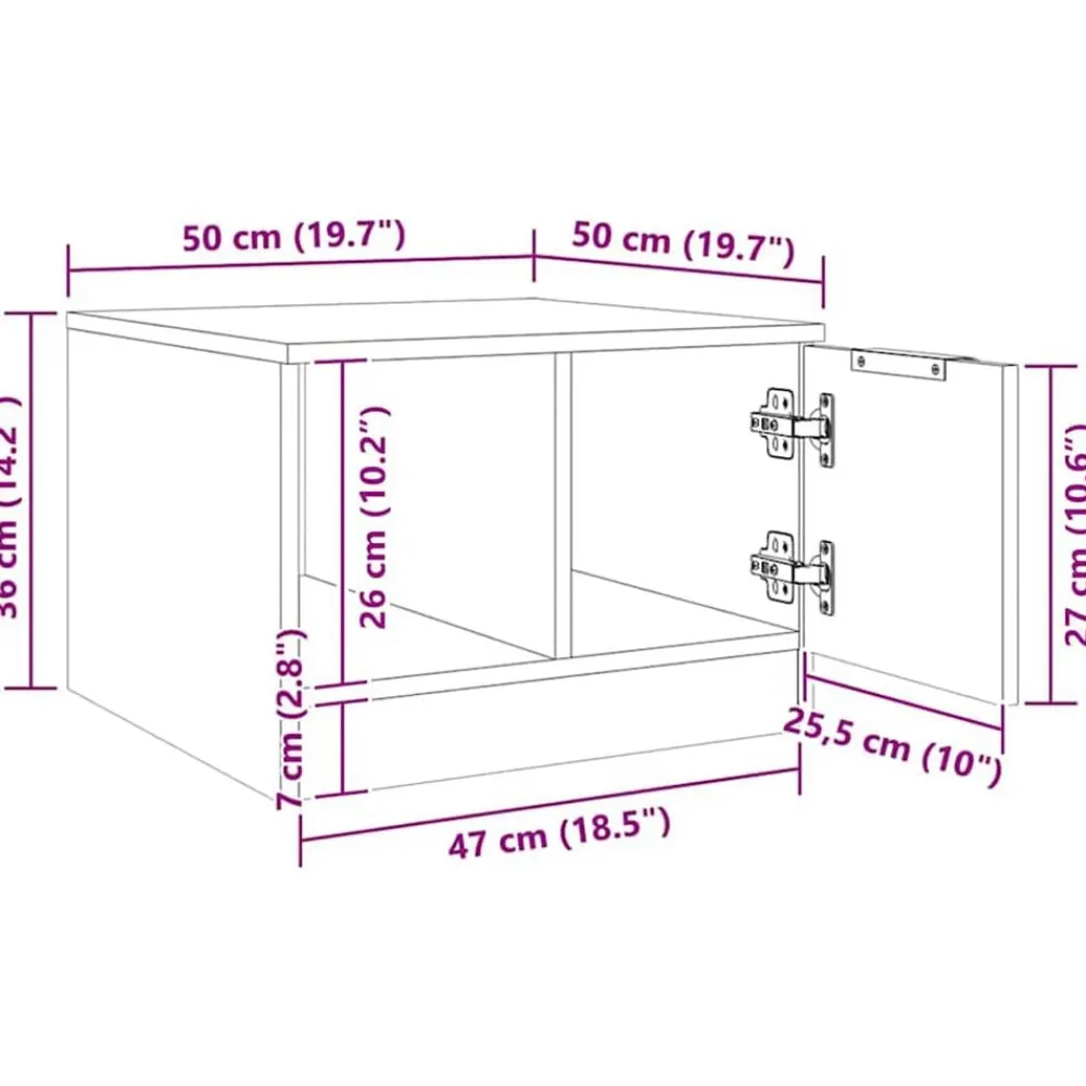 vidaXL Mesas-Mesa de centro madera de ingeniería 50x50x36 cm