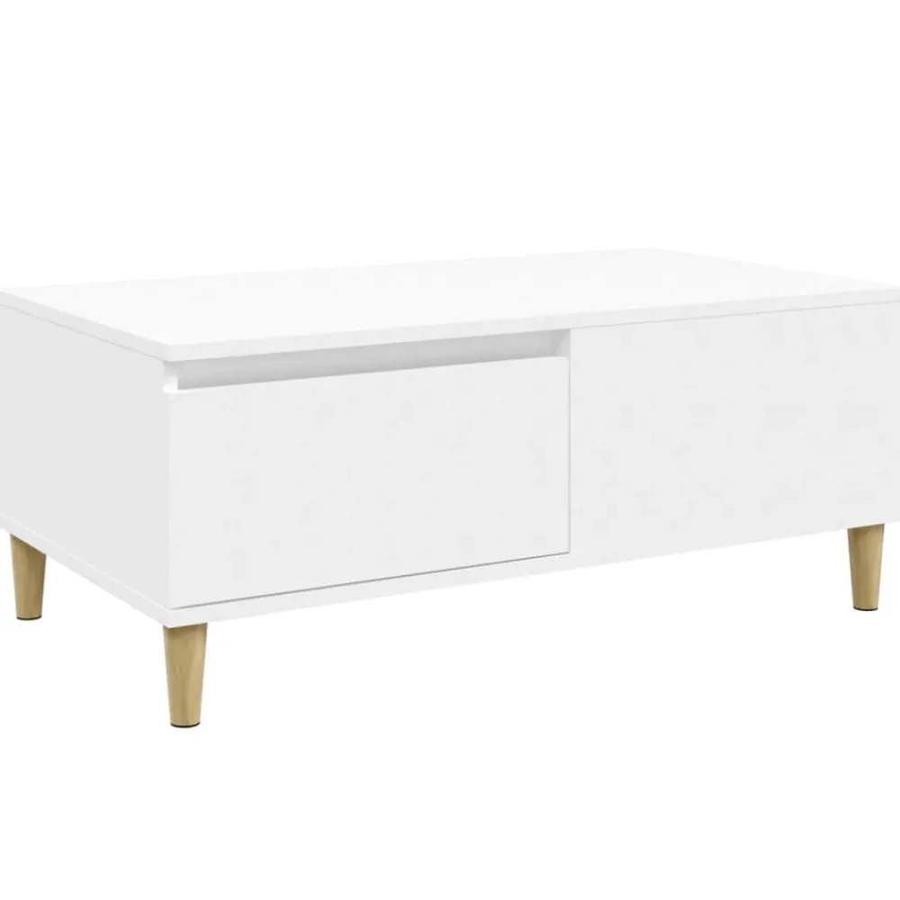 vidaXL Mesa de centro madera contrachapada 90x50x36,5 cm Blanco Clearance