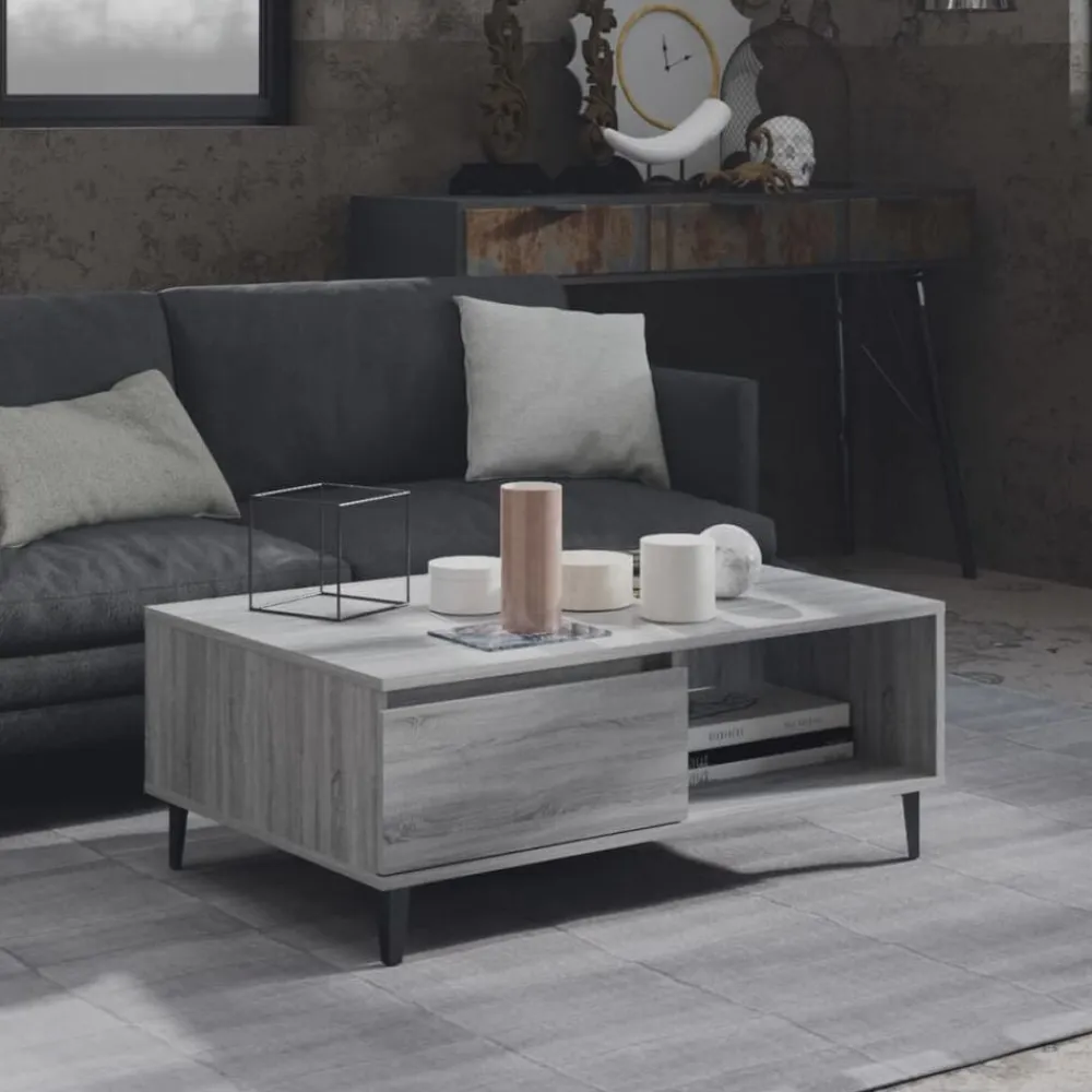vidaXL Mesa de centro madera de ingeniería 90x60x35 cm Gris sonoma Online