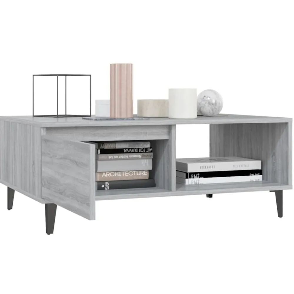vidaXL Mesa de centro madera de ingeniería 90x60x35 cm Gris sonoma Online
