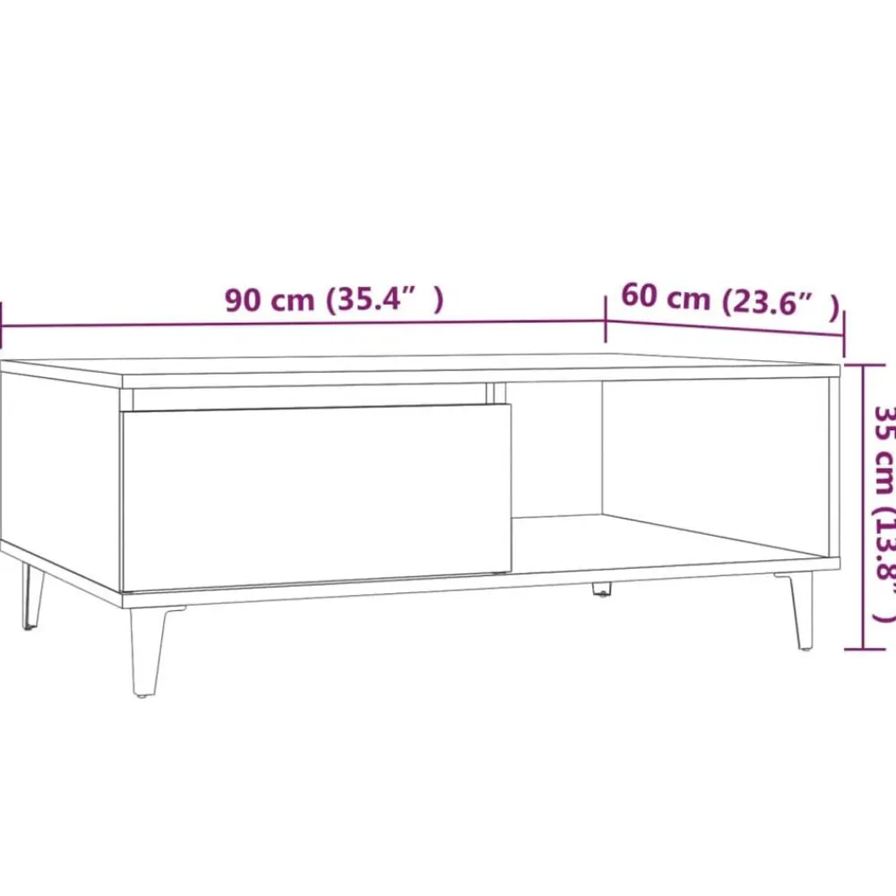 vidaXL Mesa de centro madera de ingeniería 90x60x35 cm Gris sonoma Online