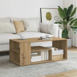 vidaXL Mesa de centro madera contrachapada 100x50x40 cm Roble artisan Clearance