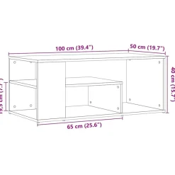 vidaXL Mesa de centro madera contrachapada 100x50x40 cm Roble artisan Clearance