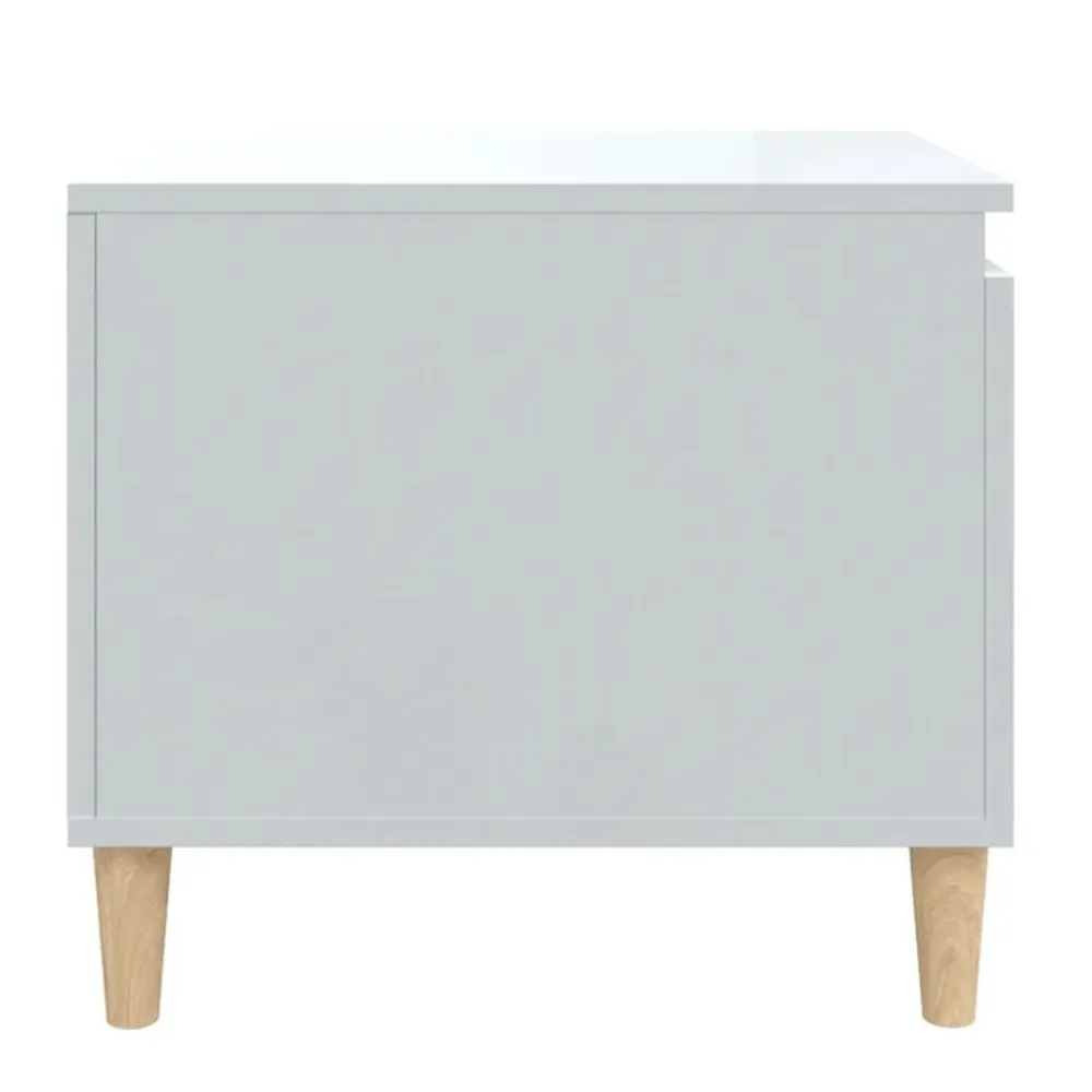 vidaXL Mesas-Mesa de centro madera contrachapada blanco brillo 100x50x45 cm